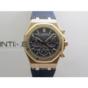 [26.01 UP] DD공장 오데마피게 로얄오크 크로노그래프 26240 로즈골드금통 블루다이얼 가죽스트랩 텅스텐 Royal Oak Chrono 26240 RG Gain Weight V2 DDF 1:1 Best Edition Blue Dial On Blue Leather Strap Super Clone DD4401 (SW Dial)