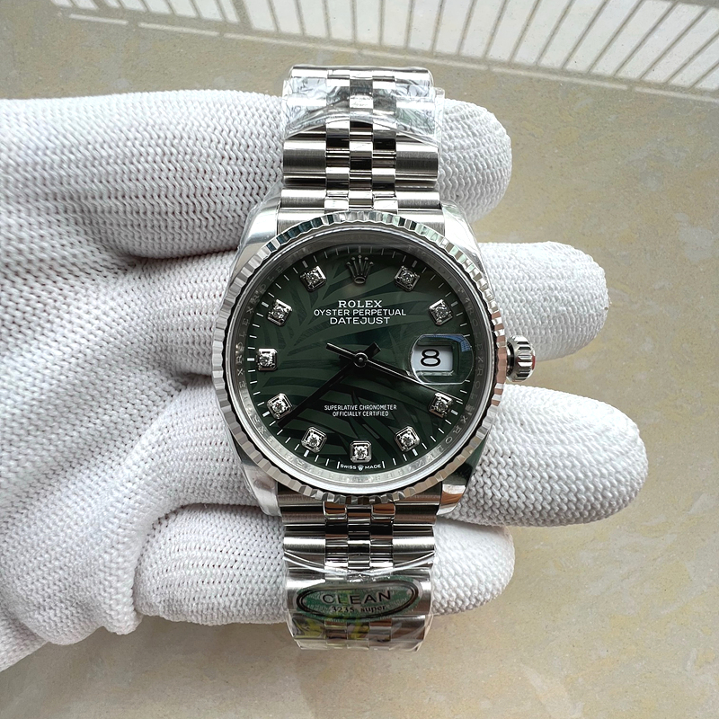 국내배송!! Clean공장 롤렉스 데이저스트 36 스틸 그린팜다이얼 텐포인트인덱스 플루티드베젤 쥬빌레브레이슬릿 (고유번호 WC20)
