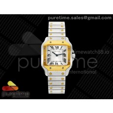 8848공장 까르띠에 산토스 스몰 옐로우골드콤비 화이트다이얼 브레이슬릿 Santos 27mm SS/YG 8848F 1:1 Best Edition Silver Dial on SS/YG Bracelet Quartz