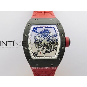 ZF공장 리차드밀 RM055 NTPT 스켈레톤다이얼 레드러버스트랩 RM055 White Inner Bezel Red Crown NTPT ZF 1:1 Best Edition Skeleton Dial On Red Shark Rubber Strap RMUL2 Super Clone