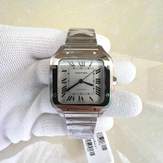 국내배송!! V6공장 까르띠에 산토스 2018 미디움 스틸 화이트다이얼 스마트링크브레이슬릿 (고유번호 ws1)